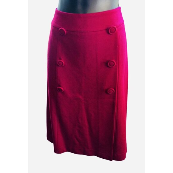 Talbots Women's Red Ponte Stretch Double Button Front Aline Skirt Size 10 - Picture 1 of 5